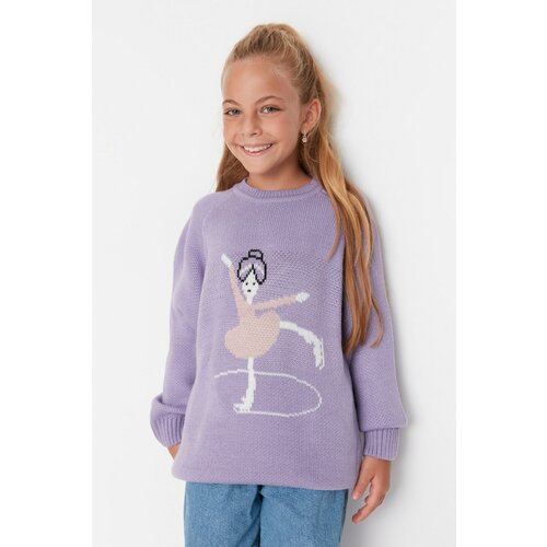 Trendyol Lilac Ballerina Patterned Girl Knitwear Sweater Slike