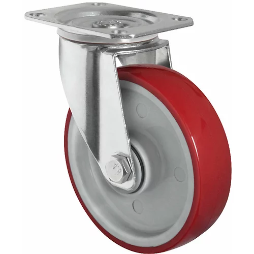 eurokraft basic Rdeče PU-kolo na poliamidnem platišču, Ø x širina kolesa 160 x 46 mm, od 2 kosov, vrtljivo kolo