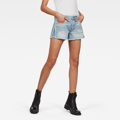 G-star Shorts - 3301 Fringe Mid bf Short Wmn Light Blue Cene