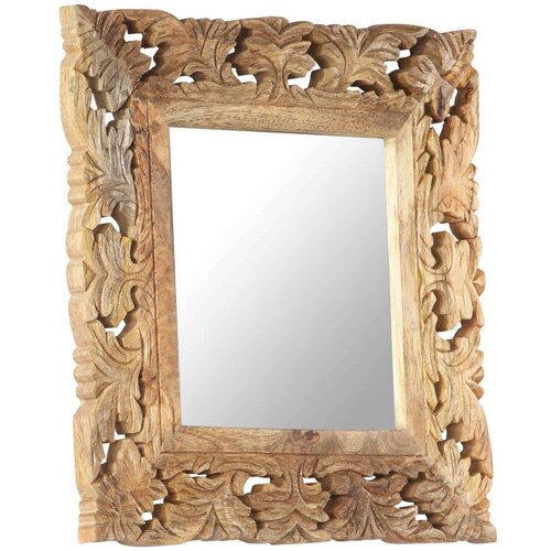 VidaXL Ručno izrezbareno ogledalo smeđe 50 x 50 cm masivno drvo manga Slike