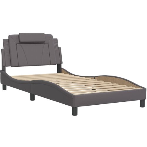 vidaXL Posteljni okvir z vzglavjem siv 100x200 cm umetno usnje, (21094895) Cene