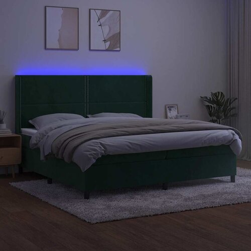  box spring s madracem LED tamnozeleni 200x200 cm bar&amp;scaron;un - Tamnozelena 200 x 200 cm Obično s čavlima Slike