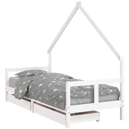 Maison Chic Otroška postelja - Otroški ležaj - Otroški posteljni okvir s predali bel 80x200 cm trdna borovina, (21698401) Cene