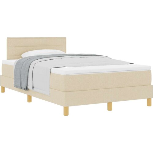 Krevet s podnicom s madracem krem 120x200 cm tkanina Slike