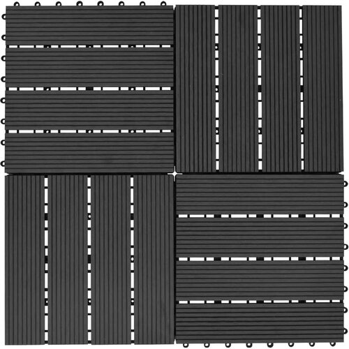  Pločice za trijem 11 kom WPC 30 x 30 cm 1 m&amp;sup2; crne Slike