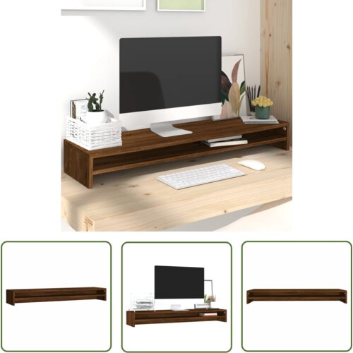 The Living Store Stojalo za zaslon rjavi hrast 100x24x13 cm konstruiran les - Stojalo Za Zaslon, (21738333) Cene