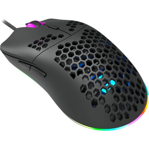 Canyon CANYON,Gaming Mouse with 7 programmable buttons, Pixart 3519 optical sensor, 4 levels of DPI and up to 4200, 5 million times key life, 1.65m Ultraweave cable, UPE feet and colorful RGB lights, Black, size:128.5x67x37.5mm, 105g Slike