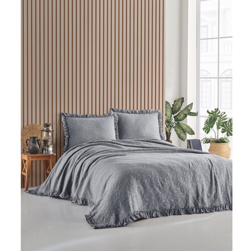 Mijolnir Sivi set prekrivača i jastučnica za bračni krevet 220x240 cm Ilda - Slike