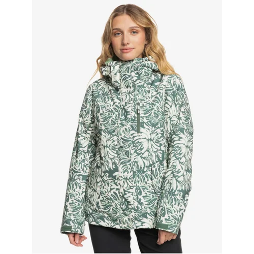 Roxy Women's Green-Cream Winter Patterned Jacket Jetty - Women