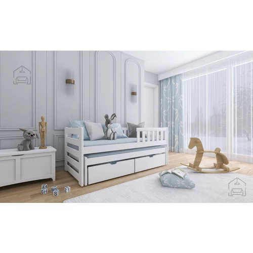 Lano Otroška postelja z dodatnim ležiščem Bolko - 90x200 cm - Bela