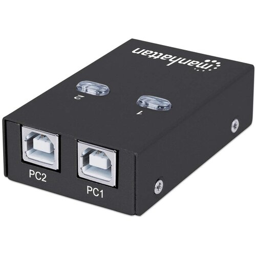 Manhattan USB-A Automatic Sharing Switch, 2x USB-B Ports, 480 Mbps (USB 2.0), Dual Control (Auto-Sensing or Manual), Bus Powered, Hi-Speed USB, inc 1x 1.5m USB-A to USB-B cable, Black, Three Year Warranty Cijene
