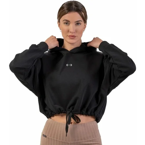 NEBBIA Loose Fit Crop Hoodie Iconic Black M-L