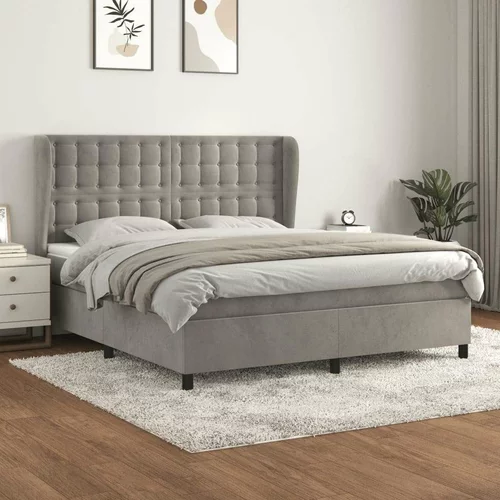  Box spring postelja z vzmetnico svetlo siva 160x200 cm žamet, (20790969)