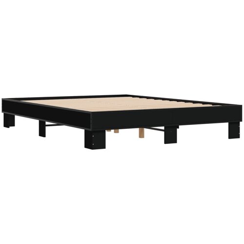 Okvir za krevet crni 150x200 cm konstruirano drvo i metal Slike