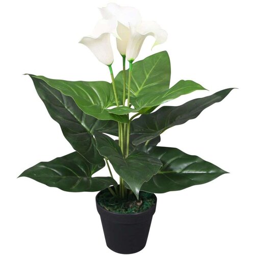 vidaXL Umetna rastlina kala lilija v loncu 45 cm bele barve Cene