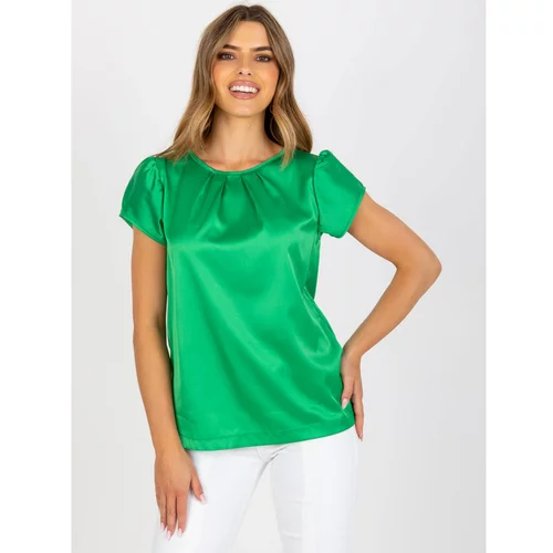 Fashion Hunters Women's green blouse made of artificial satin RUE PARIS