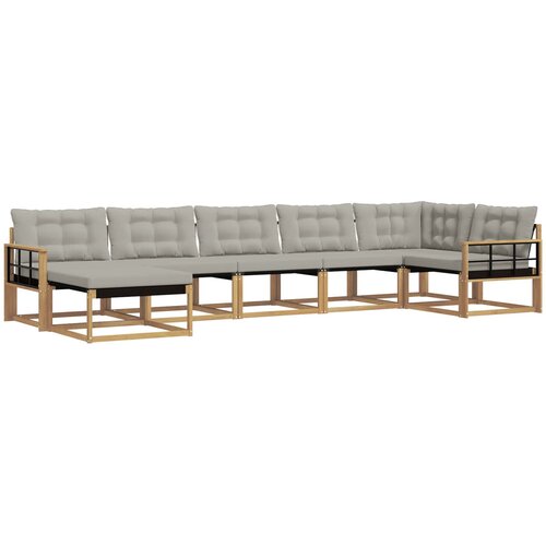  Set vanjskih sofa 7 kom. Bijela i svjetlosiva 406 x 168,5 x 73 cm Slike