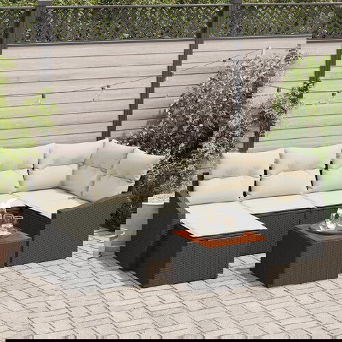 vidaXL set vrtnog kauča od 7 dijelova s jastučićima crnog poliratana i akacije Cijene