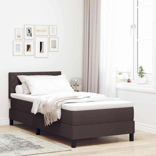 Box Postelja z vzmetnico z vzmetnico Temno rjava 90 x 200 cm blago, (5000127703) Cene
