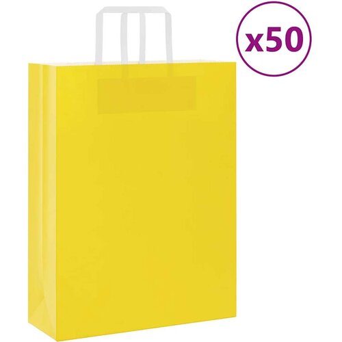  Papirnate vrećice 50 kom s ručkama žute 32x12x42 cm Cijene
