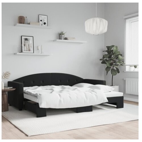 vidaXL Izvlečna dnevna postelja črna 80x200 cm žamet Cene