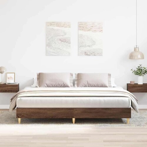  Posteljni okvir brez vzmetnice rjavi hrast 180x200 cm inž. les, (21791421) Slike