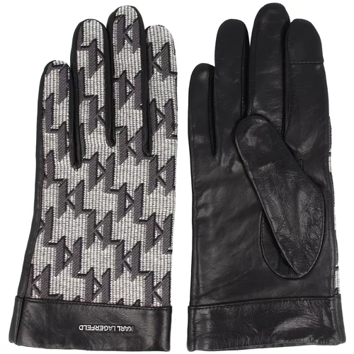 Karl Lagerfeld Klasične rukavice siva / crna