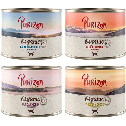 Purizon 10 + 2 gratis! 12 x 200 g / 400 g Adult - Organic: Mješovito pakiranje (4 vrste) (12 x 200 g)