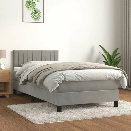 Box spring postelja z vzmetnico svetlo siva 90x200 cm žamet, (20723598)