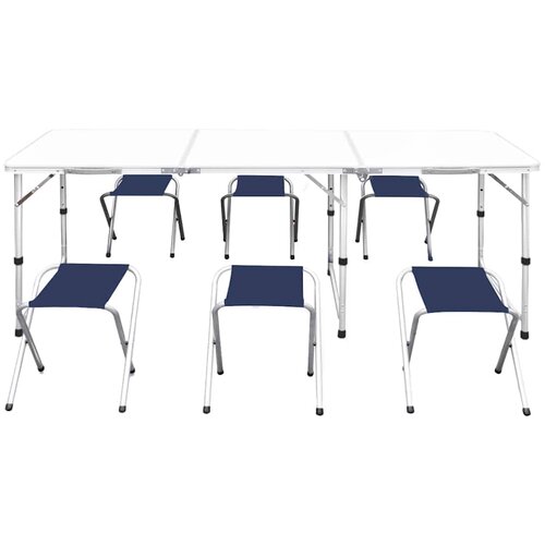  Sklopivi set stola za kampiranje i 6 stolaca podesiva visina 180x60 cm Slike