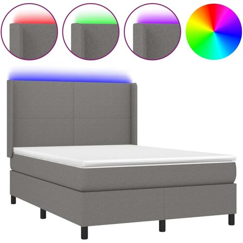  Box spring s madracem LED tamnosivi 140x190cm od tkanine Slike
