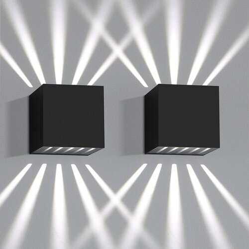 Nettlife 2 kosa LED stenska svetilka Notranja & Zunanja - Črna Zunanja svetilka IP65 Vodotesna Zunanja 3000K Hladno bela Gor Dol 10W, (22136328) Cene