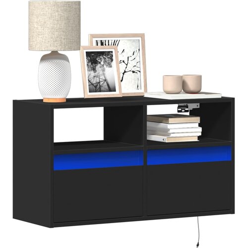 vidaXL Stenska TV omarica z LED lučkami črna 80x31x45 cm Cene
