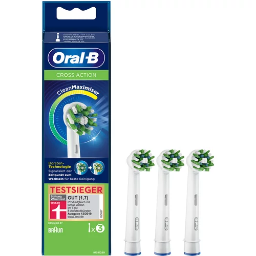 Oral-b Aufsteckbürsten Cross Action 3er CleanMaximizer, Weiß
