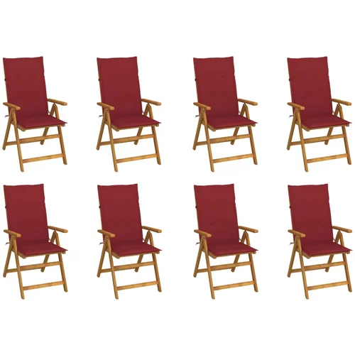  Sklopive vrtne stolice s jastucima 8 kom masivno bagremovo drvo