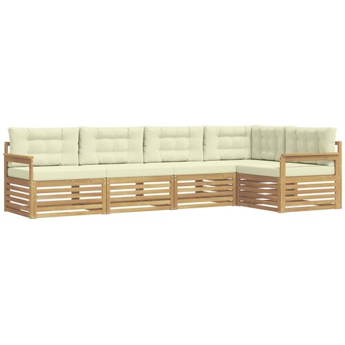 vidaXL Zunanja garnitura za sedenje 6 pcs Bela in krem Poliester, (5000279649) Cene