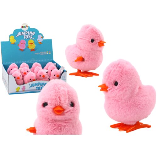  Jumping Chicken Wind-Up Plush Toy Decoration Pink Cene