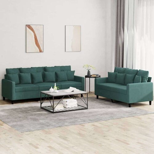  2-dijelni set sofa s jastucima tamnozeleni baršunasti Cijene
