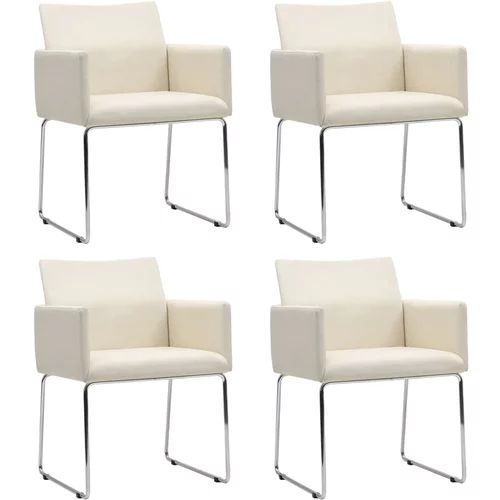 vidaXL Jedilni stoli 4 kosi videz platna belo blago