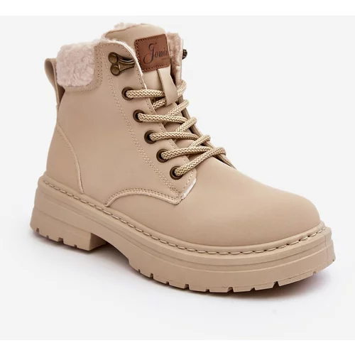 Kesi Women's leather boots with sheepskin, light beige, Lynnvia