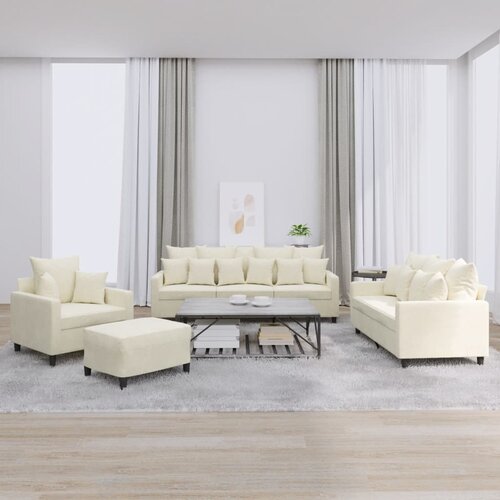 vidaXL Sedežna garnitura 4-delna z blazinami krem žamet Cene