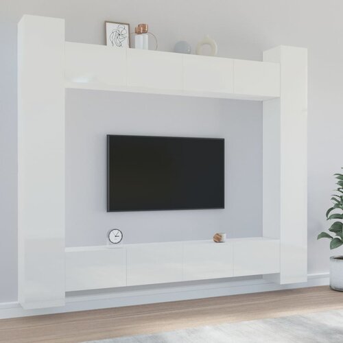 VidaXL 8-dijelni set TV ormarića sjajni bijeli konstruirano drvo Slike