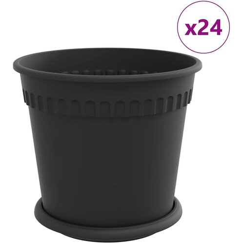 vidaXL Saksije za biljke 24 pcs Crna Ø 19 x 16 cm Plastika - Crna Ø 19 x 16 5 cm 24 Cene