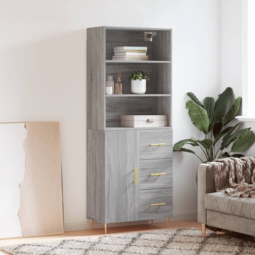 The Living Store Visoka komoda siva sonoma 69,5x34x180 cm inženirski les - Visoka Omarica, (21430911) Slike