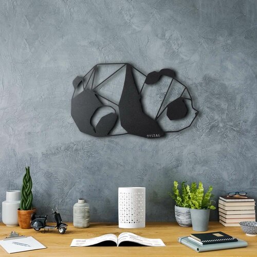 Wallity panda black decorative metal wall accessory Slike