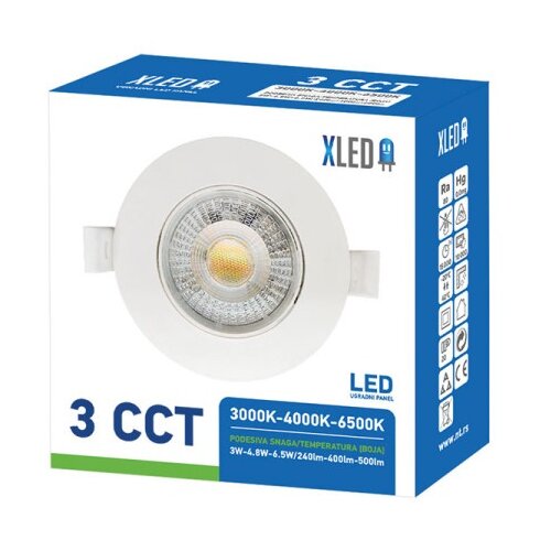 Xled 3W-6.5W 3CCT beli Ugradni okrugli LED panel CCT 3 nivoa 3W-4.8W-6.5W/240lm-400lm-500lm,220-240V Cene