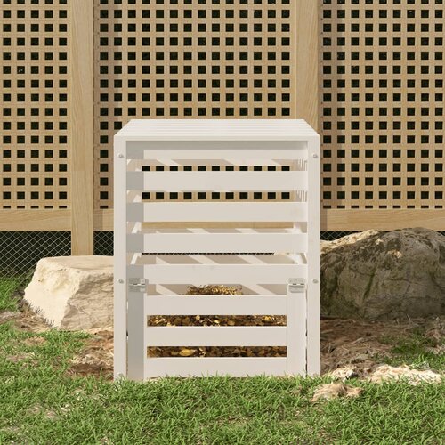 vidaXL Kompostnik bel 63,5x63,5x77,5 cm trdna borovina Cene