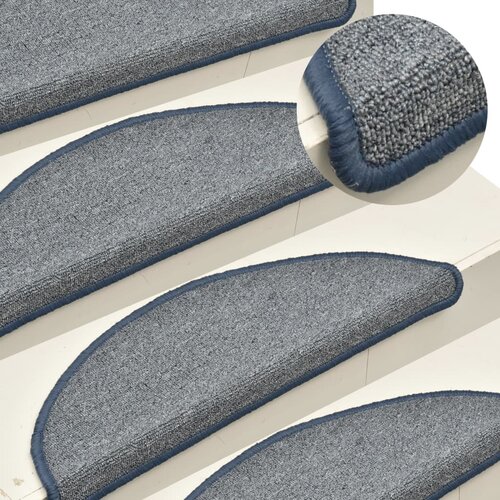 VidaXL Preproge za stopnice 15 kosov svetlo sive in modre 65x24x4 cm Slike