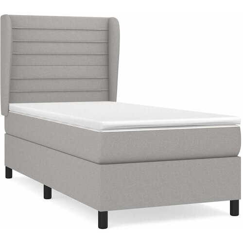 Box spring krevet s madracem svjetlosivi 90x190 cm od tkanine Slike