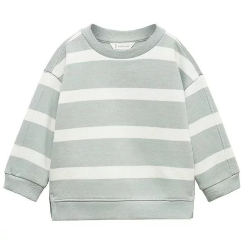 MANGO KIDS Sweater majica 'Lines' pastelno zelena / bijela